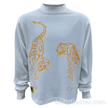 Custom Waffle Graphic Print Casual Crewneck Sweatshirt